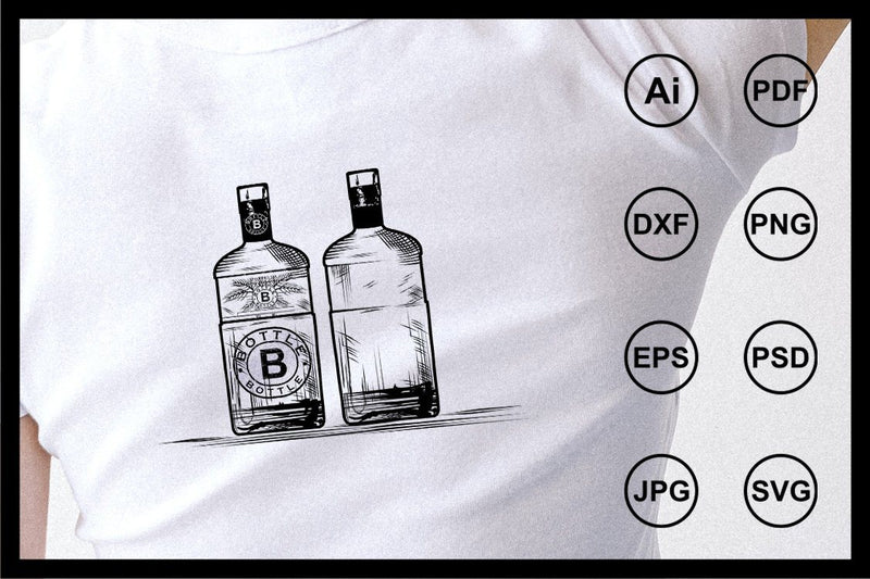 Bottle sketch design illustration SVG Leamsign Studio 