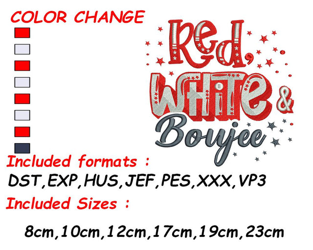 Boujee, American Embroidery, 4th of July, Mom Embroidery, Funny Mom, PES, VP3, HUS, Fourth of July Embroidery/Applique DESIGNS SVG Digital Designer 