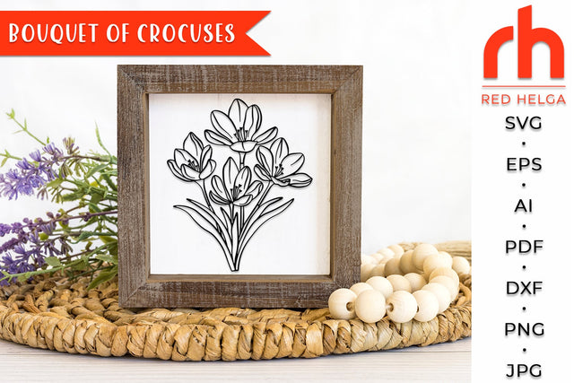 Bouquet of Crocuses SVG - Bunch of Flowers Cut File SVG RedHelgaArt 