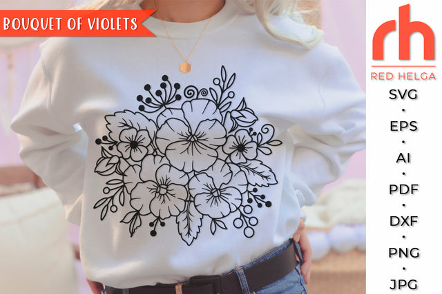 Bouquet of Violets SVG - Flower Bunch Cut File SVG RedHelgaArt 