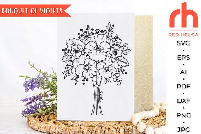 Bouquet of Violets SVG - Flower Bunch Cut File SVG RedHelgaArt 