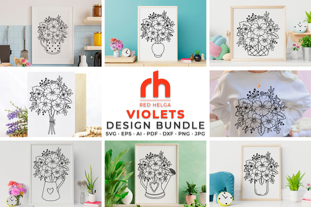 Bouquet of Violets SVG - Flower Bunch Cut Files SVG RedHelgaArt 