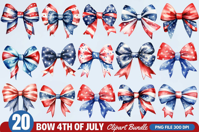 Bow 4th of July Sublimation Clipart bundle Sublimation Regulrcrative 