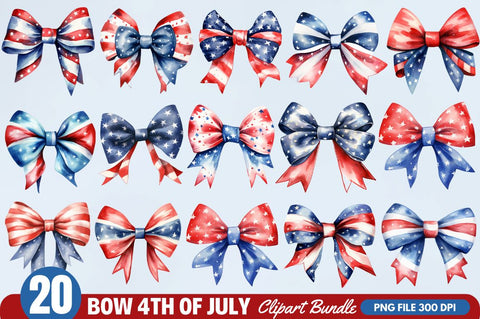Bow 4th of July Sublimation Clipart bundle Sublimation Regulrcrative 