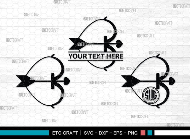 Bow And Arrow Monogram, Bow And Arrow Silhouette, Archery Svg, Arrow Svg, Sports svg, Target Svg, Bow and Arrow Svg, SB00106 SVG ETC Craft 