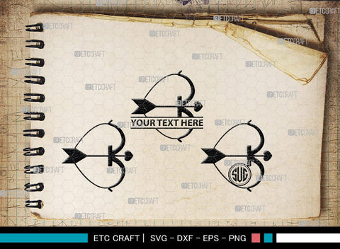 Bow And Arrow Monogram, Bow And Arrow Silhouette, Archery Svg, Arrow Svg, Sports svg, Target Svg, Bow and Arrow Svg, SB00106 SVG ETC Craft 