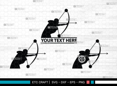 Bow And Arrow Monogram, Bow And Arrow Silhouette, Archery Svg, Arrow Svg, Sports svg, Target Svg, Bow and Arrow Svg, SB00106 SVG ETC Craft 