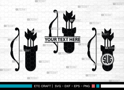 Bow And Arrow Monogram, Bow And Arrow Silhouette, Archery Svg, Arrow Svg, Sports svg, Target Svg, Bow and Arrow Svg, SB00106 SVG ETC Craft 