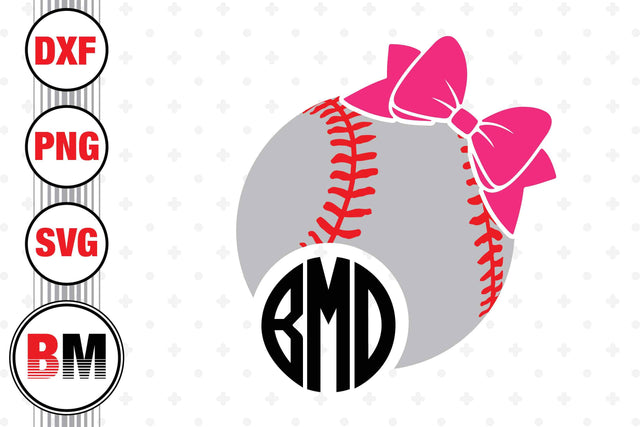 Bow Baseball Monogram SVG, PNG, DXF Files SVG BMDesign 