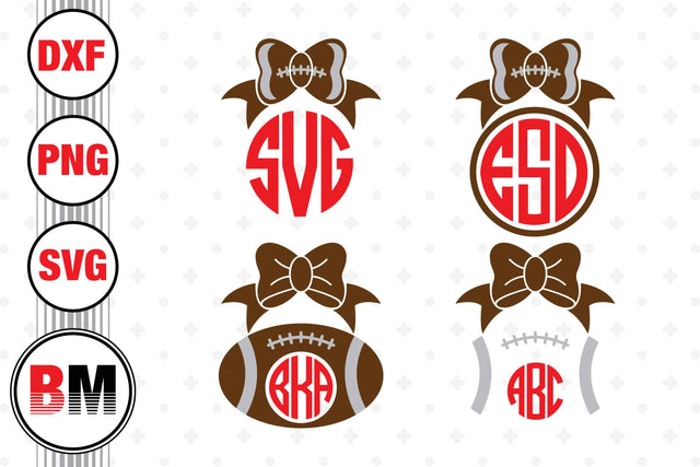 Bow Football Monogram SVG, PNG, DXF Files SVG BMDesign 