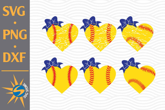 Bow Heart Softball SVG, PNG, DXF Digital Files Include SVG SVGStoreShop 