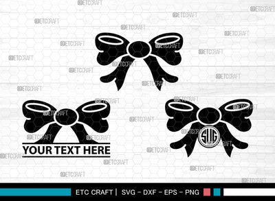Bow Icons Monogram, Bow Svg, gift ribbon Svg, Bows, Gift Decoration, Bow Monogram, Icon Monogram, Svg Cut File, Dxf, Eps, Png, SVG ETC Craft 