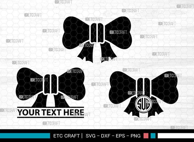 Bow Icons Monogram, Bow Svg, gift ribbon Svg, Bows, Gift Decoration, Bow Monogram, Icon Monogram, Svg Cut File, Dxf, Eps, Png, SVG ETC Craft 