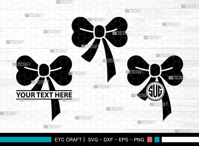 Bow Icons Monogram, Bow Svg, gift ribbon Svg, Bows, Gift Decoration, Bow Monogram, Icon Monogram, Svg Cut File, Dxf, Eps, Png, SVG ETC Craft 
