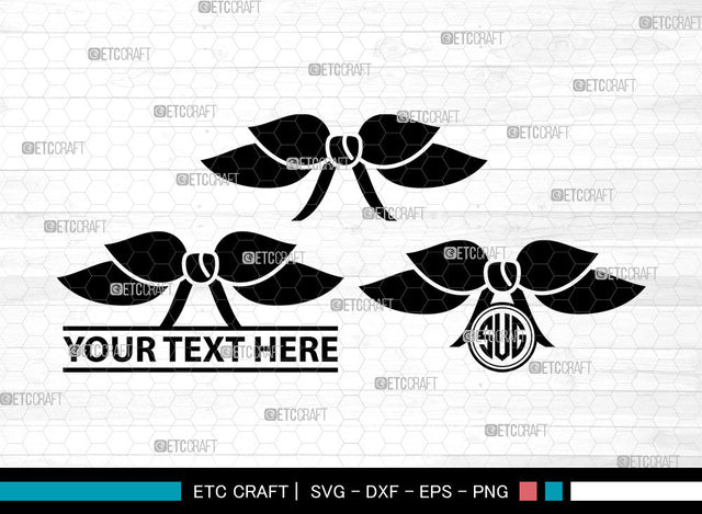 Bow Icons Monogram, Bow Svg, gift ribbon Svg, Bows, Gift Decoration, Bow Monogram, Icon Monogram, Svg Cut File, Dxf, Eps, Png, SVG ETC Craft 
