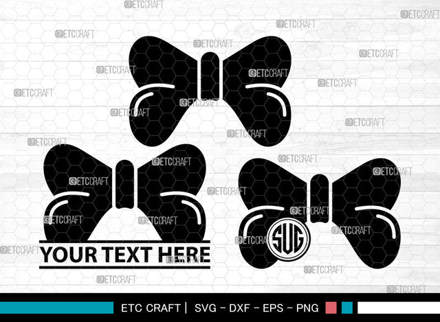 Bow Icons Monogram, Bow Svg, gift ribbon Svg, Bows, Gift Decoration, Bow Monogram, Icon Monogram, Svg Cut File, Dxf, Eps, Png, SVG ETC Craft 