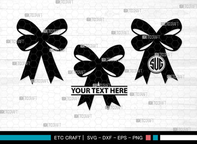 Bow Monogram, Bow Silhouette, Bow SVG Bundle, Bow Baby Svg, Bow Tie Svg, Bow Baby Girl Svg, Ribbon Svg, Cheer Bow Svg, SB00183 SVG ETC Craft 