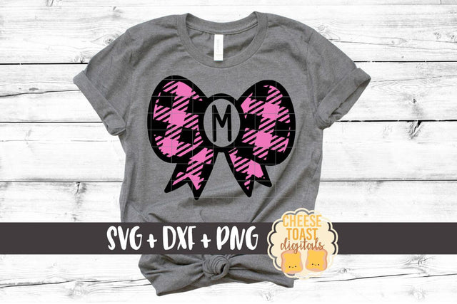 Bow Monogram - Buffalo Plaid - Valentine's Day SVG PNG DXF Cutting Files SVG Cheese Toast Digitals 