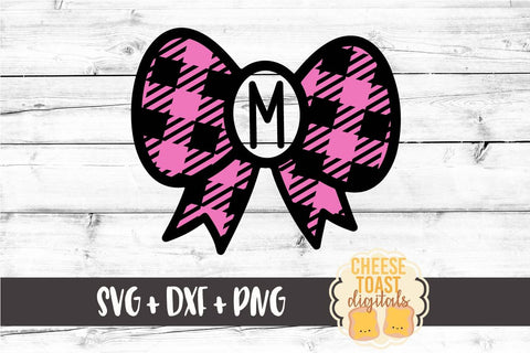 Bow Monogram - Buffalo Plaid - Valentine's Day SVG PNG DXF Cutting Files SVG Cheese Toast Digitals 