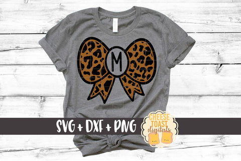 Bow Monogram - Leopard Print - Valentine's Day SVG PNG DXF Cutting Files SVG Cheese Toast Digitals 