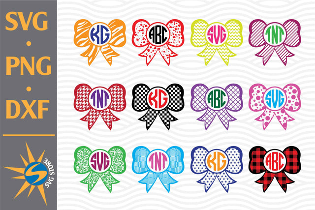 Bow Pattern Monogram SVG, PNG, DXF Digital Files Include SVG SVGStoreShop 