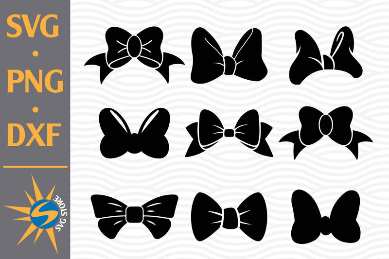 Bow Silhouette SVG, PNG, DXF Digital Files Include - So Fontsy