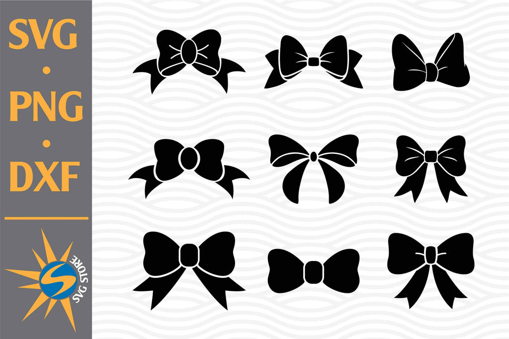 Bow Silhouette SVG, PNG, DXF Digital Files Include - So Fontsy