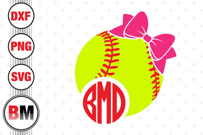 Bow Softball Monogram SVG, PNG, DXF Files SVG BMDesign 