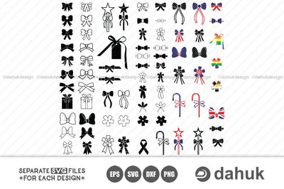 bow svg, bow ribbon svg, Silhouette Studio Cut Files, bow vector, bow svg, bow svg bundle, bow clipart, hair ribbon svg SVG dahukdesign 