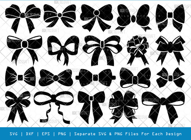Bow SVG Bundle, Bow Silhouette, Bow Baby Svg, Bow Tie Svg, Bow Baby Girl Svg, Ribbon Svg, Cheer Bow Svg, Bow Bundle SVG ETC Craft 