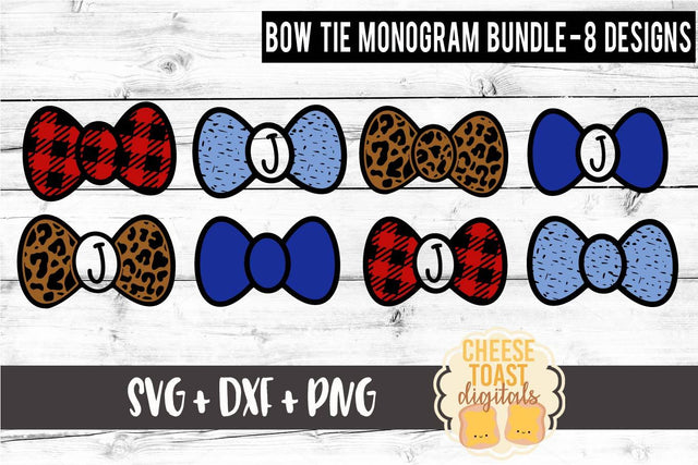 Bow Tie Monogram Bundle - 8 Designs - Valentine's Day SVG PNG DXF Cutting Files SVG Cheese Toast Digitals