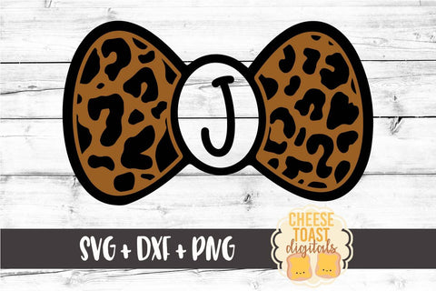 Bow Tie Monogram - Leopard Print - Valentine's Day SVG PNG DXF Cutting Files SVG Cheese Toast Digitals 