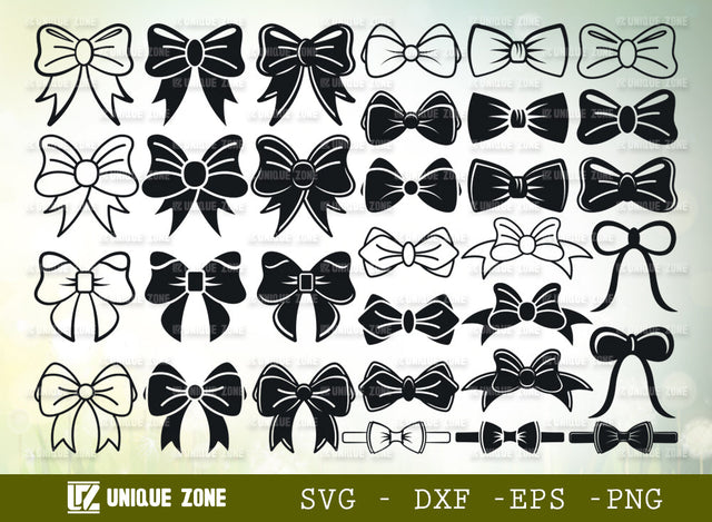 Bow Tie SVG Bundle, Bow Tie Silhouette, Ribbon Svg, Cheer Bow Svg, Ribbon Bow Svg, Baby Bow Svg, Wedding Bow Svg, SVG Unique Zone 