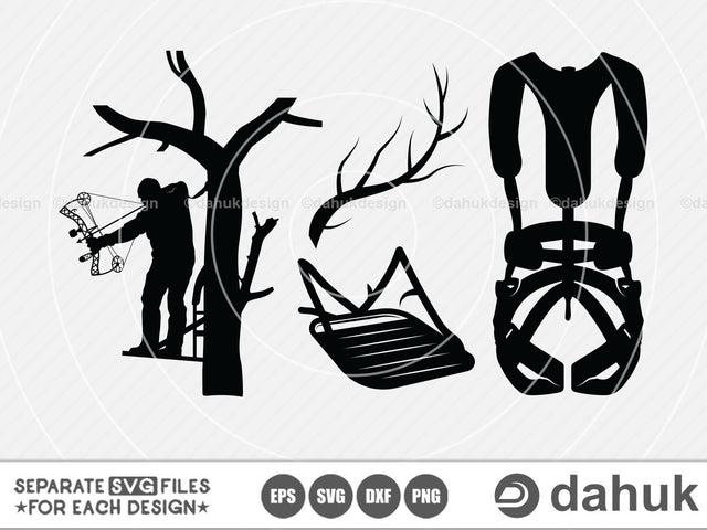 Bowhunter in Tree Stand, Patriotic Bowhunter, Bowhunter svg, Cut file, for silhouette, Clipart, cricut design space, vinyl cut files SVG dahukdesign 