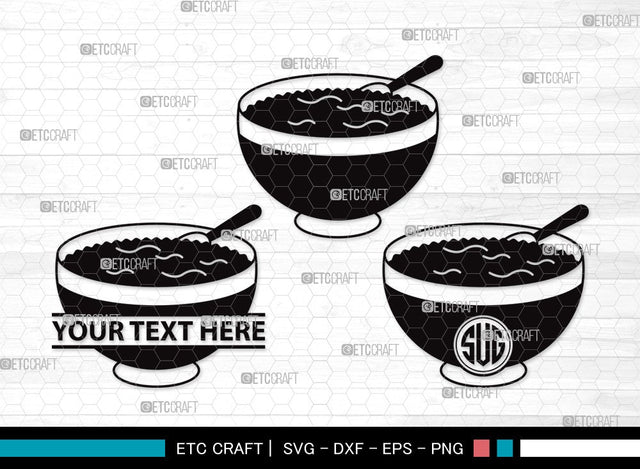 Bowl Healthy Monogram SVG Cut File | Flakes Wheat Svg | Spoon Corn Svg | Soup Bowl Svg | Bowl of Soup Svg | Bowl Healthy Clipart SVG ETC Craft 