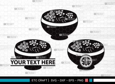 Bowl Healthy Monogram SVG Cut File | Flakes Wheat Svg | Spoon Corn Svg | Soup Bowl Svg | Bowl of Soup Svg | Bowl Healthy Clipart SVG ETC Craft 