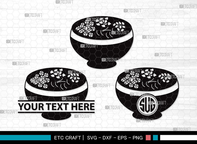 Bowl Healthy Monogram SVG Cut File | Flakes Wheat Svg | Spoon Corn Svg | Soup Bowl Svg | Bowl of Soup Svg | Bowl Healthy Clipart SVG ETC Craft 