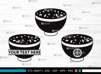 Bowl Healthy Monogram SVG Cut File | Flakes Wheat Svg | Spoon Corn Svg | Soup Bowl Svg | Bowl of Soup Svg | Bowl Healthy Clipart SVG ETC Craft 