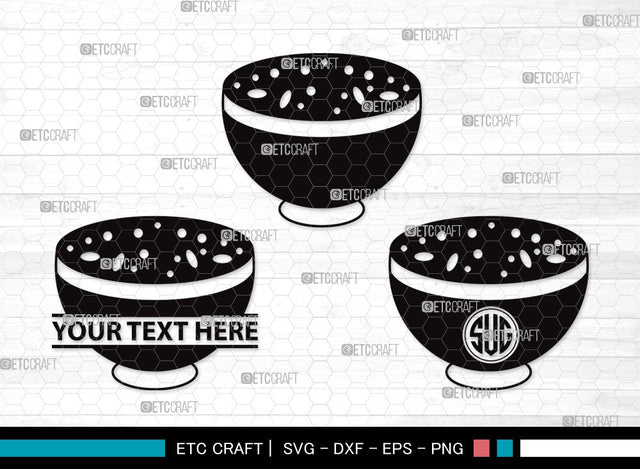 Bowl Healthy Monogram SVG Cut File | Flakes Wheat Svg | Spoon Corn Svg | Soup Bowl Svg | Bowl of Soup Svg | Bowl Healthy Clipart SVG ETC Craft 