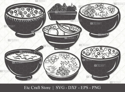 Bowl Healthy Silhouette SVG Cut File | Flakes Wheat Svg | Spoon Corn Svg | Soup Bowl Svg | Bowl of Soup Svg | Eps | Dxf | Png | Bundle SVG ETC Craft 