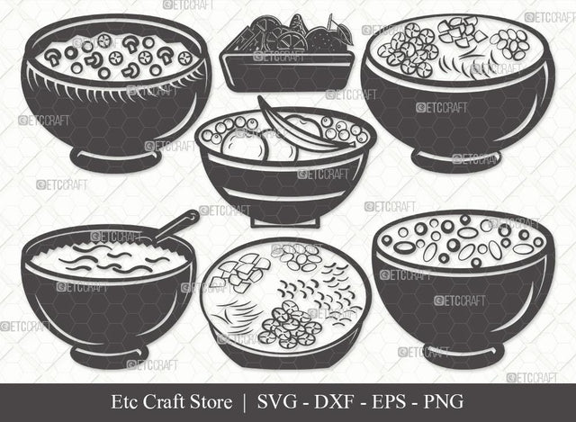 Bowl Healthy Silhouette SVG Cut File | Flakes Wheat Svg | Spoon Corn Svg | Soup Bowl Svg | Bowl of Soup Svg | Eps | Dxf | Png | Bundle SVG ETC Craft 