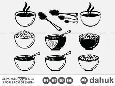 Bowl Healthy svg, Spoon svg,Svg, Eps, Dxf, Png, digital art,clipart SVG dahukdesign 