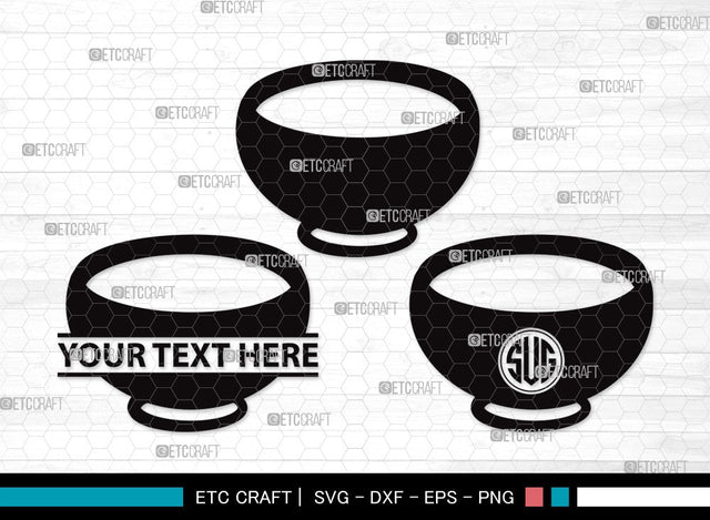 Bowl Monogram SVG Cut File | Flakes Wheat Svg | Spoon Corn Svg | Soup Bowl Svg | Bowl of Soup Svg | Bowl Clipart SVG ETC Craft 