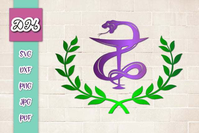Bowl of Hygieia Sign Pharmacy Emblem Pharmacist Logo Medical Snake Clip Art Print & Cut SVG Digitals by Hanna 