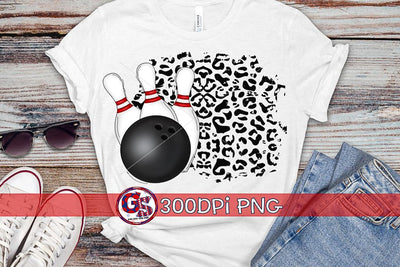 Bowling Ball, Pins, Leopard PNG for Sublimation Sublimation Greedy Stitches 