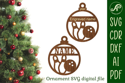 Bowling Christmas Ornament SVG laser cut SVG APInspireddesigns 