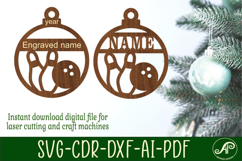 Bowling Christmas Ornament SVG laser cut SVG APInspireddesigns 