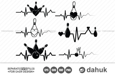 bowling heartbeat | bowling svg | bowling vector | bowling clipart | bowling silhouette clipart cuttable design svg png dxf & eps designs SVG dahukdesign 
