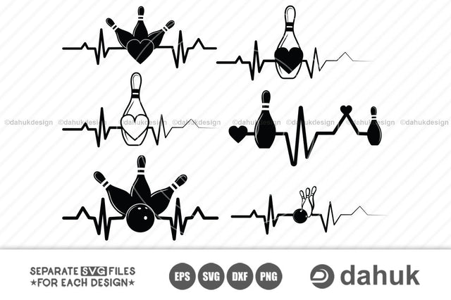 bowling heartbeat | bowling svg | bowling vector | bowling clipart | bowling silhouette clipart cuttable design svg png dxf & eps designs SVG dahukdesign 