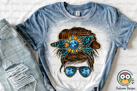 Bowling Messy Bun Sublimation Sublimation Owlsome.Designs 